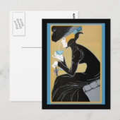 Carte Postale Thé Boisson Art Nouveau Lady (Devant / Derrière)
