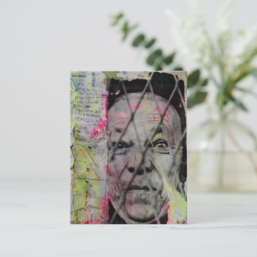 Carte Postale the caged man unique Mixed Media Collage (Debout devant)