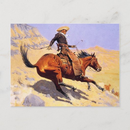 Carte Postale The Cowboy (par Frederic Remington) (Devant)