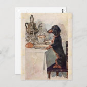 Carte Postale Thé Dachshund vintage (Devant / Derrière)