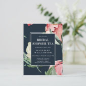 Carte Postale Thé de mariage floral aquarelle rose Navy (Debout devant)