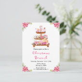 Carte Postale Thé de Noël Fête Rose (Debout devant)