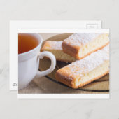 Carte Postale Thé et assiette de biscuits frais (Devant / Derrière)