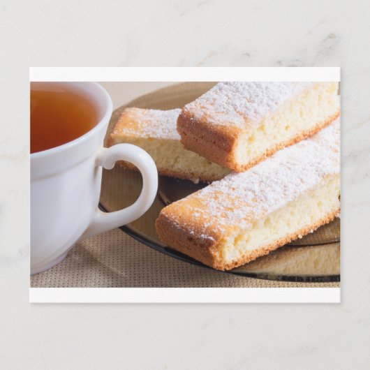 Carte Postale Thé et assiette de biscuits frais (Devant)