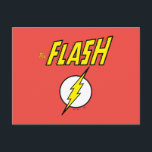Carte Postale The Flash Name & Lightning Bolt Logo<br><div class="desc">Check out this iconic logo for The Flash,  featuring his name in telescopic speed style over the bright yellow lightning bolt in circle icon!</div>