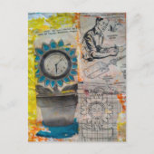 Carte Postale The Flower Clock Mixed Media Collage (Devant)