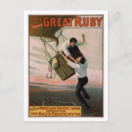 Carte Postale "The Great Ruby" Vintage Theater Poster (Devant)