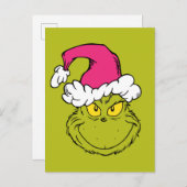 Carte Postale The Grinch in Pink Santa Hat (Devant / Derrière)