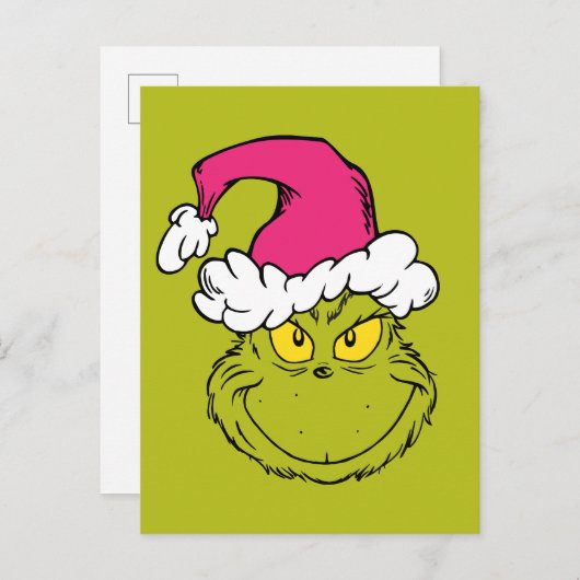 Carte Postale The Grinch in Pink Santa Hat (Devant / Derrière)