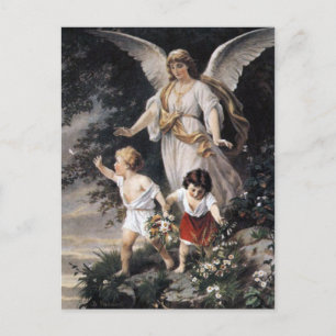 Carte Postale The Guardian Angel and Children, Vintage Painting.