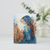 Carte Postale The Lady in the City With Blue Hair (Debout devant)