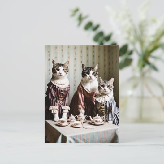 Carte Postale Thé Party de Chat (Debout devant)