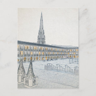 Carte Postale The Piece Hall, Halifax, Esquisse architecturale