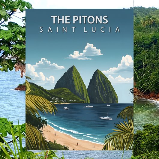 Carte Postale The Pitons Saint Lucia Iconic Twin Volcanic Peaks