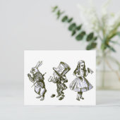 Carte Postale The Rabbit, the Hatter & Alice from Wonderland (Debout devant)