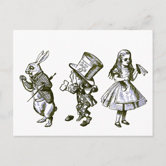 Carte Postale The Rabbit, the Hatter & Alice from Wonderland (Devant)