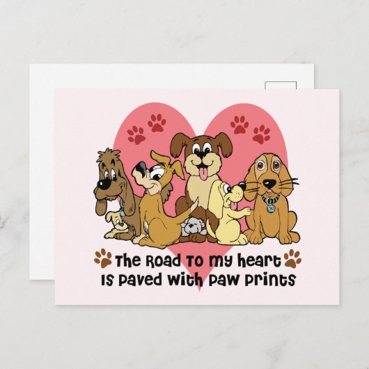 Carte Postale The Road to My Heart is Paved with Paw Prints (Devant / Derrière)