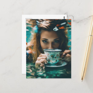 Carte Postale Thé sous-marin avec poisson rouge