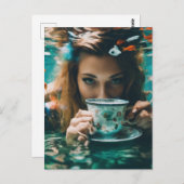 Carte Postale Thé sous-marin avec poisson rouge (Devant / Derrière)