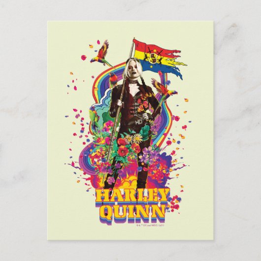 Carte Postale The Suicide Squad | Harley Quinn Fleurs & Arc-en-c (Devant)