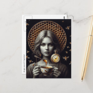 Carte Postale Thé surréaliste avec des abeilles
