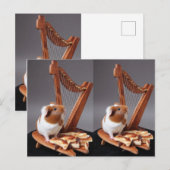 Carte Postale The Tiny Harpist – Whimsical Guinea Pig Postcard (Devant / Derrière)
