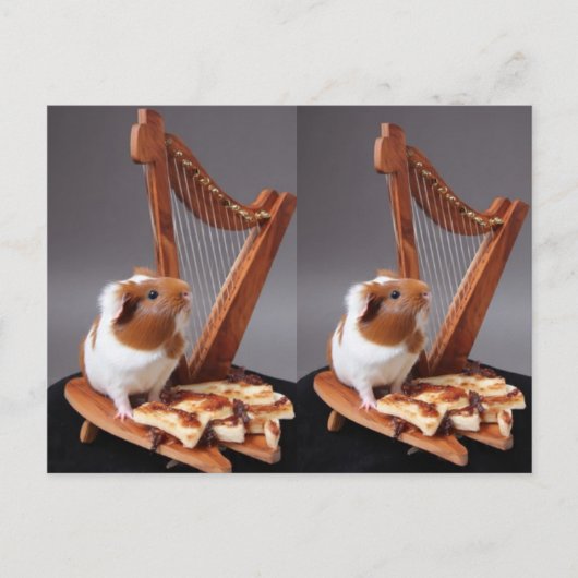 Carte Postale The Tiny Harpist – Whimsical Guinea Pig Postcard (Devant)