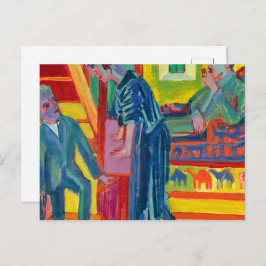 Carte Postale The Visit, Couple and Newcomer by Ernst Kirchner (Devant / Derrière)