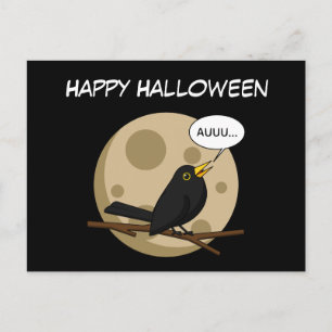 Carte Postale The Werebird - Blackbird Howling at the Moon Comic