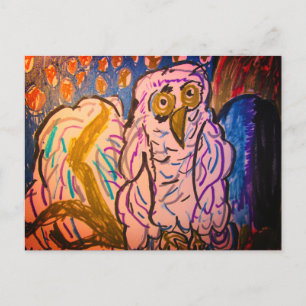 Carte Postale Théière de la Mug de la Forêt de Chouette Neige