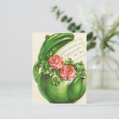 Carte Postale Théière verte rose trèfle Saint Patrick (Debout devant)