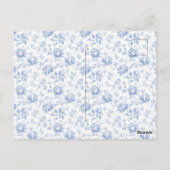 Carte Postale Thème Anniversaire Fleurie Bleue Chinoiserie Toile (Dos)