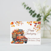 Carte Postale Thème automnal de citrouille de Thanksgiving aquar (Debout devant)