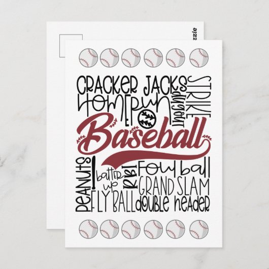 Carte Postale Thème baseball (Devant / Derrière)