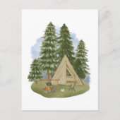 Carte Postale Thème Camping feu, tente, Forêt, Arbres (Devant)