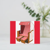 Carte postale thème chaise de plage rouge et blanc (Debout devant)