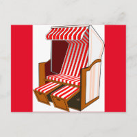Carte postale thème chaise de plage rouge et blanc
