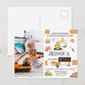 Carte Postale Thème d'anniversaire Camions de chantier (Devant / Derrière)