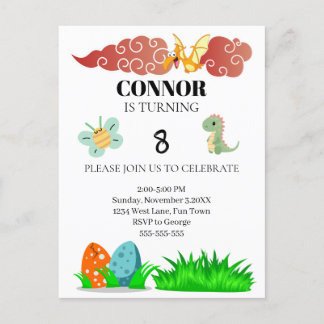 Carte Postale Thème d'anniversaire Dinosaures pour enfants