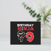 Carte Postale Thème d'anniversaire Ninja pour enfants - 9 ans (Debout devant)