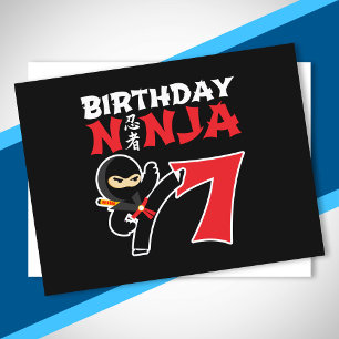 Carte Postale Thème d'anniversaire Ninja pour enfants - Fête pou