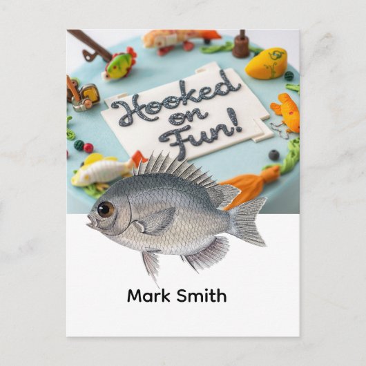 Carte Postale Thème d'anniversaire pêche accroché au plaisir (Devant)