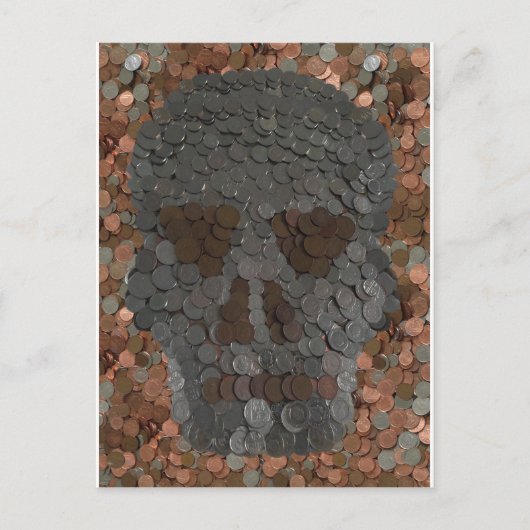 Carte Postale Thème d'argent Crâne Design Halloween (Devant)