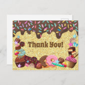 Carte Postale Thème de bonbons, chocolat, arroses bleues (Devant / Derrière)