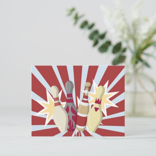 Carte Postale Thème de Bowling vintage (Debout devant)