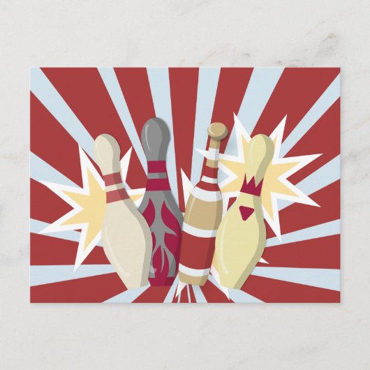 Carte Postale Thème de Bowling vintage (Devant)