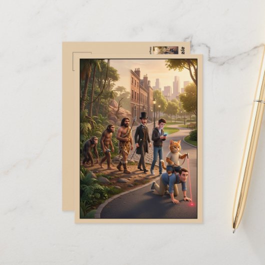 Carte Postale Thème de chat drôle (Devant/Arrière en situation)