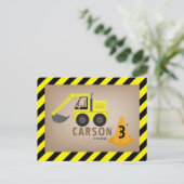 Carte Postale Thème de construction d'excavatrice pour anniversa (Debout devant)