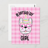 Carte Postale Thème de fête d'anniversaire Bouledogue Français F (Devant / Derrière)