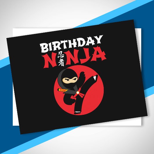 Carte Postale Thème de fête d'anniversaire Ninja - Conception d'